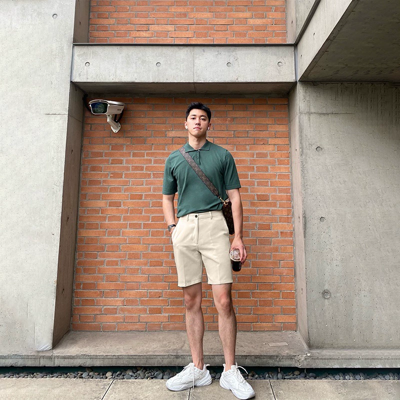 Легкий ветер 2024 Новый летний корейский стиль до колен прямой укороченные шорты против морщин шорты мужской повседневный костюм шорты