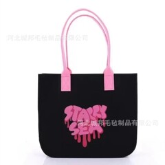 毛毡托特包网红同款手提包新款简约印花百搭时尚单肩包敞口托特包