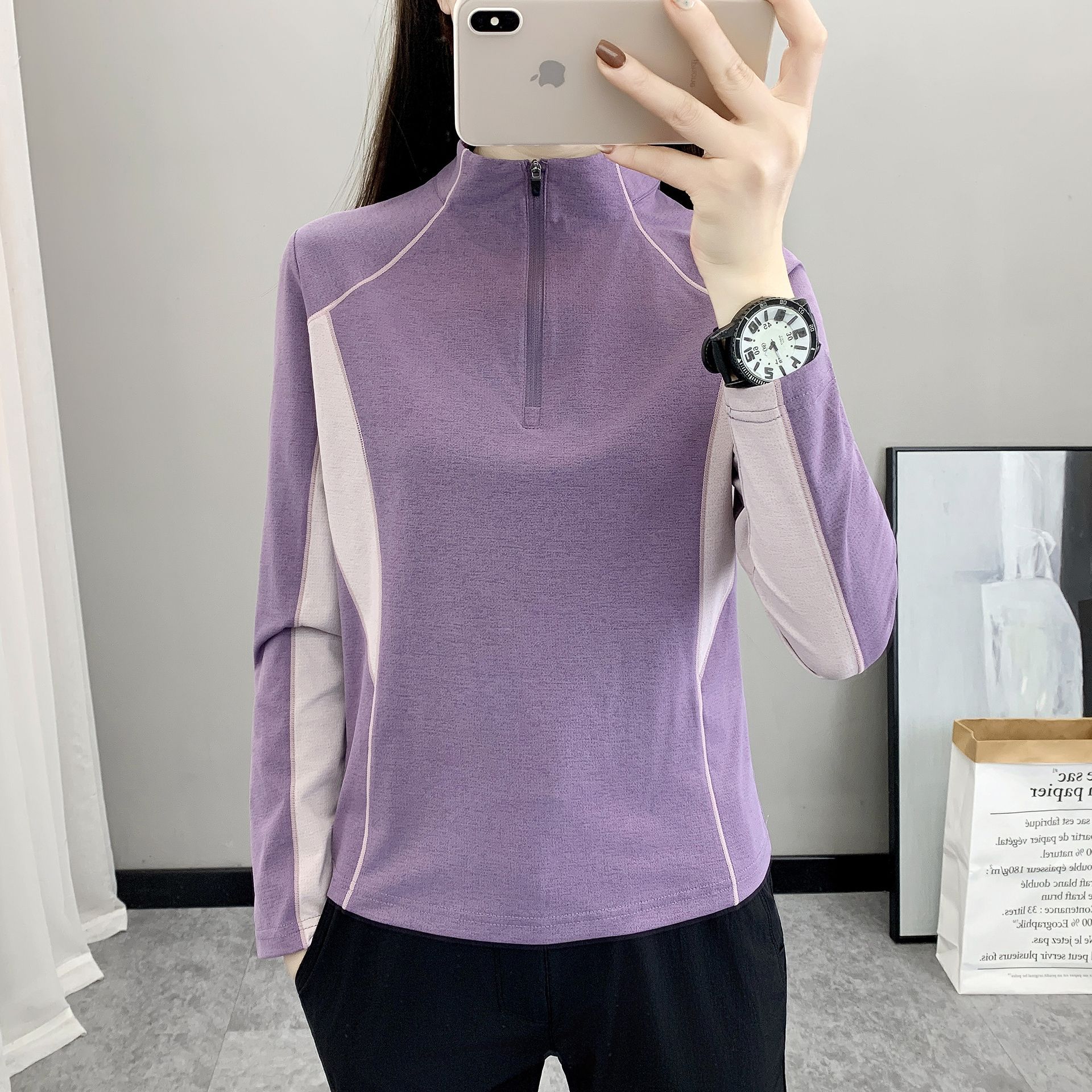 Outdoor Quick-Drying Clothing for Women, Long-Sleeved Tops, Sports Sweat-Absorbent, Breathable, Slim-Fitting, Running and Hiking Spliced Quick-Drying T-Shirts