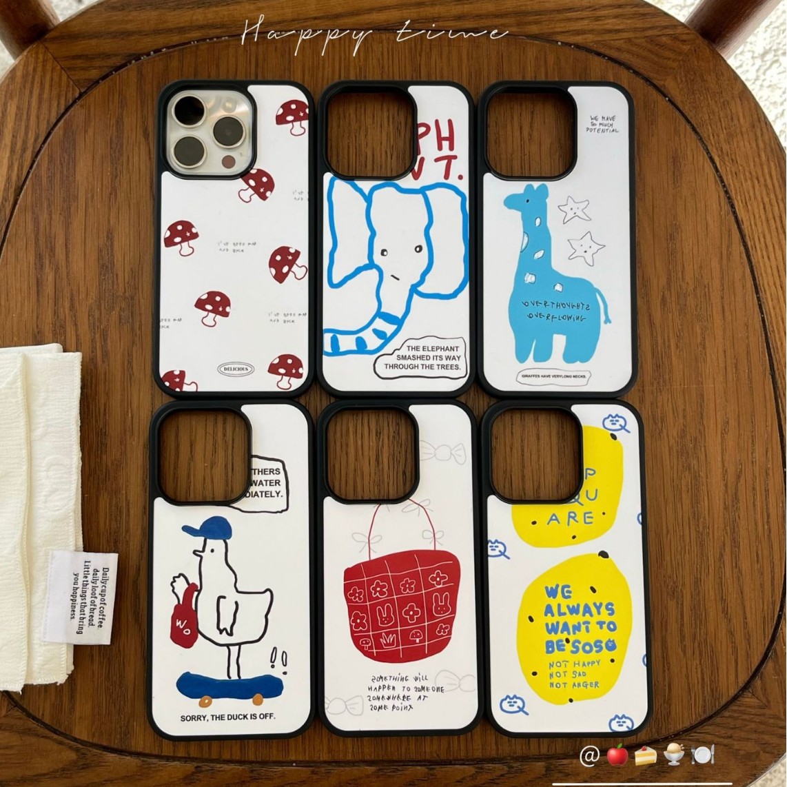 Dibujos animados de nicho Graffiti elefante para Apple 16ProMax funda para teléfono móvil 15Pro Hongos rojos 14/13 Mujer 15PM