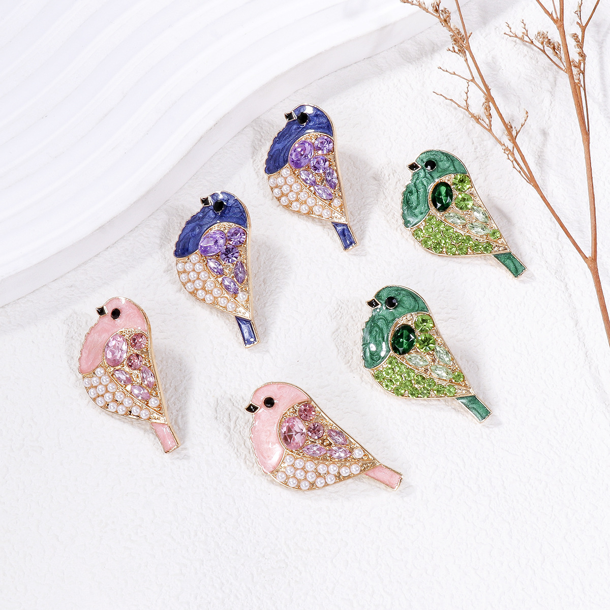 Casual Cute Bird Alloy Zircon Women's Ear Studs 1 Pair display picture 3