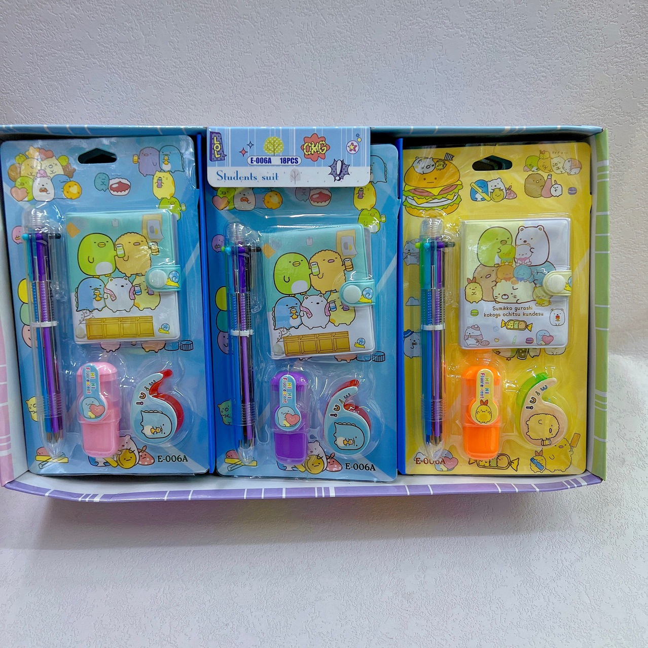 Cartoon ballpoint pen, fluorescence hair band, stationery for elementary school students, set, 6 colors
