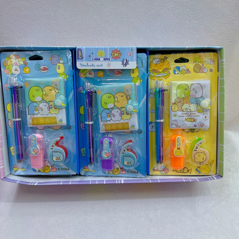 Cartoon ballpoint pen, fluorescence hair band, stationery for elementary school students, set, 6 colors