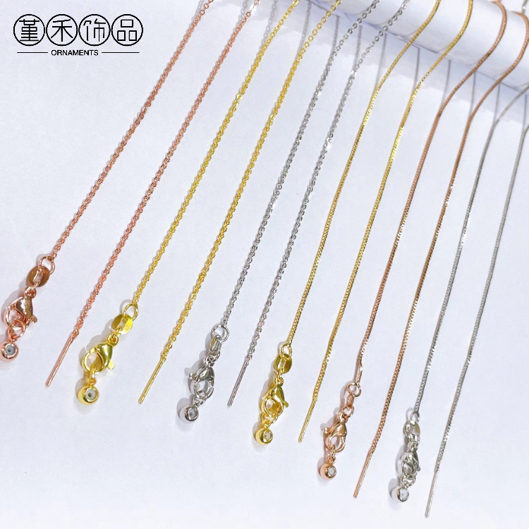 18K gold color pin Universal chain O chain box chain cross-border necklace handmade diy jewelry accessories wholesale