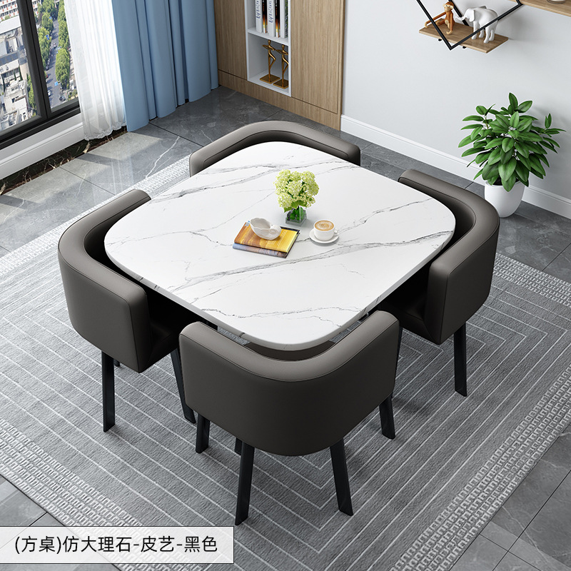 Simple Recepción y negociación pequeña mesa redonda mesa de recepción negociación reunión mesa de invitados y silla traje Oficina área de descanso mesa y silla combinación