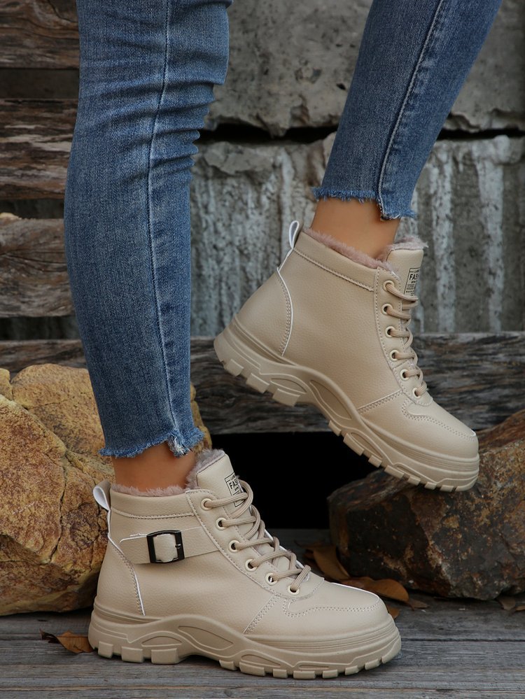 Scarponi da montagna grandi da donna nuovi autunnali e invernali più stivali da neve in velluto e spessi scarpe di cotone da donna_voghion.com