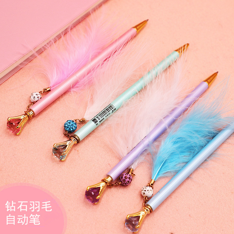 originality gemstone Feather Pendant Pencil activity pencil Little fairy Like a breath of fresh air Automatic Pen student Stationery