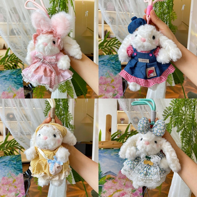 High-Appearance Value Lop-Eared Rabbit Plush Toy Pendant, Small Rabbit Doll, Couple Backpack Decoration, Keychain Doll