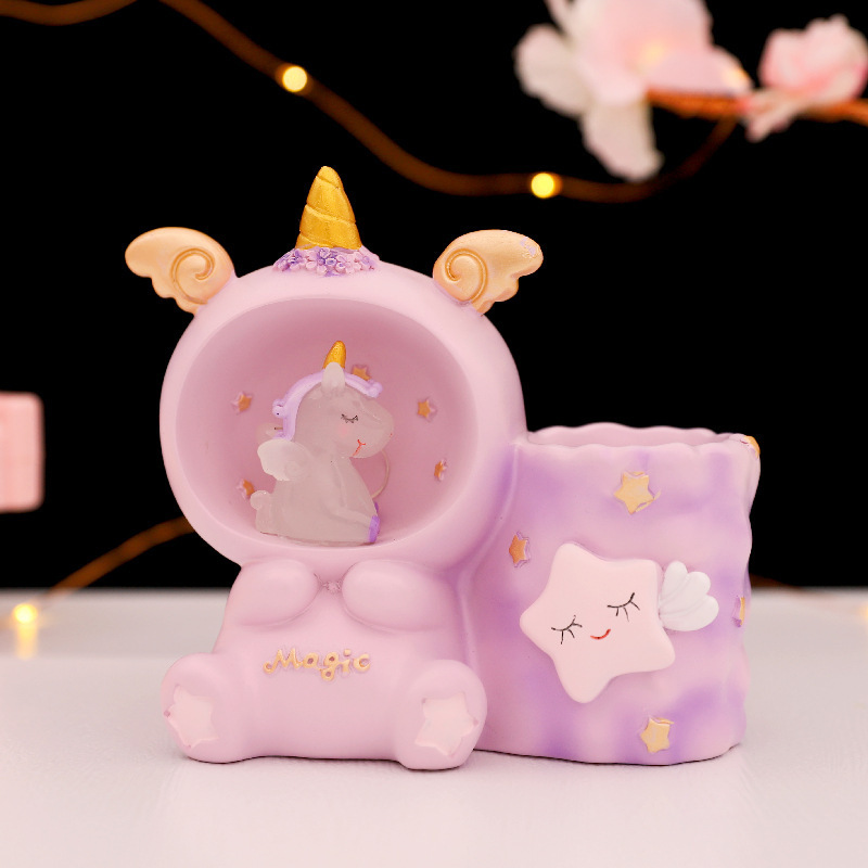 クリエイティブかわいいベラウサギのペンライト多機能スターライト収納ペンホルダー子供寝室デスクトップ装飾置物|undefined