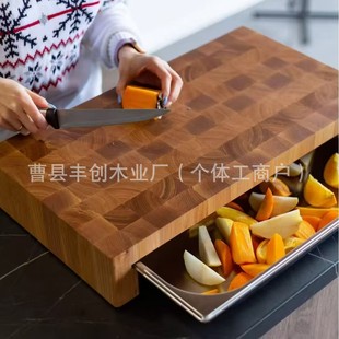 Solid Wood Cutting Board Household Acacia Wood Tray Kitchen Checkerboard Cutting Board Fruit and Vegetable Cooked Food Cheese Tray