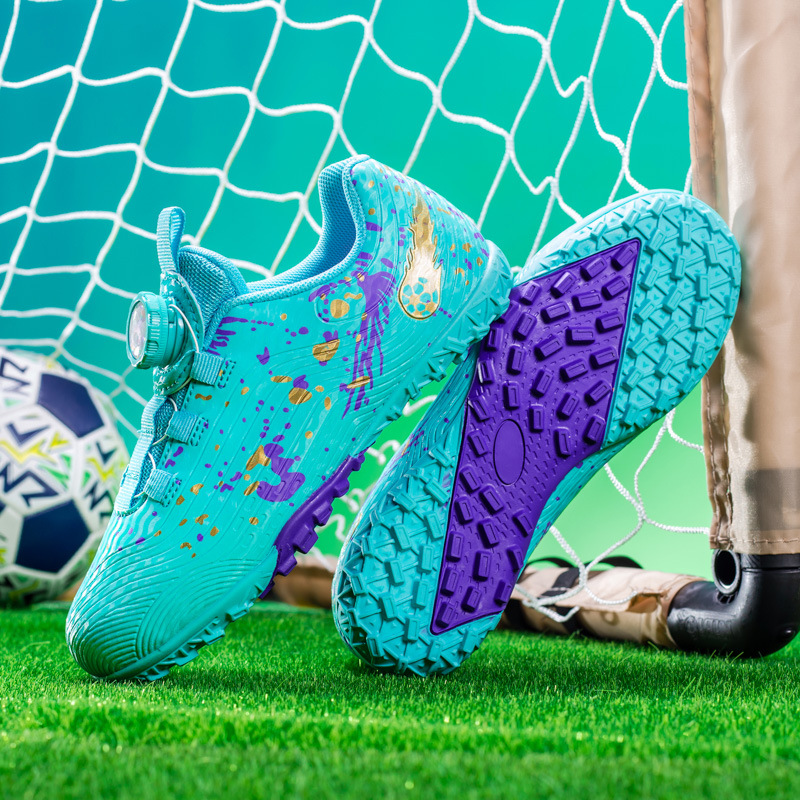 ShoeGlobe, scarpe sportive da ginnastica per la scuola elementare, con bottoni rotanti transfrontalieri, per bambini, con tacchetti da calcio_voghion.com