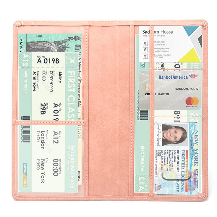 New American Car Insurance Folder Long Style Litchi Pattern Driver's License Vehicle Registration Multi-Function Set 