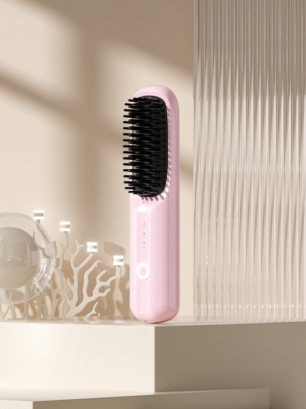 ワイヤレスヘアストレートニングコーム、マイナスイオンで髪を傷めない、ポータブルヘアアイロン、電気コーム、高頭頂ふわふわヘアストレートニングアーティファクト|undefined