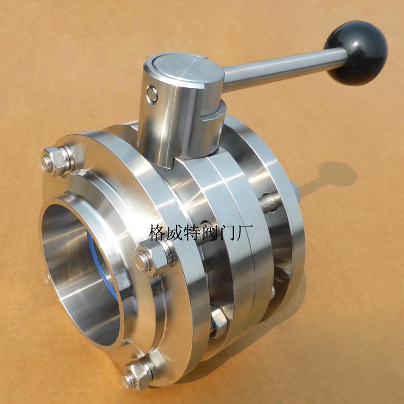 批发304不锈钢卫生级阀门 食品级手柄焊接三块式阀门 51焊接蝶阀