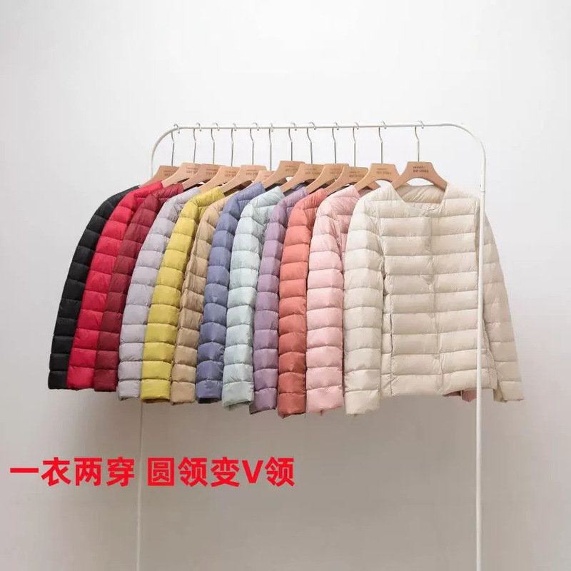2024 Autumn and Winter New Lightweight Down Jacket Women's Inner Wearing Inner Round Neck V-Neck Warm Collarless Light Vest