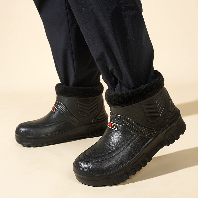 Мужские и женские зимние сапоги на флисовой подкладке теплые резиновые сапоги для стирки, автомойки, кухонные гигиенические непромокаемые резиновые сапоги, кухонная Рабочая обувь оптом