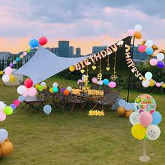 アウトドア誕生日パーティーアレンジ男女の子ピクニック春遊び写真キャンプ公園誕生日おめでとうテントライト飾り