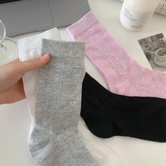 miu風襪子夏季女薄款豎條鏤空蝴蝶結ins潮百搭JK日系中高筒堆堆襪