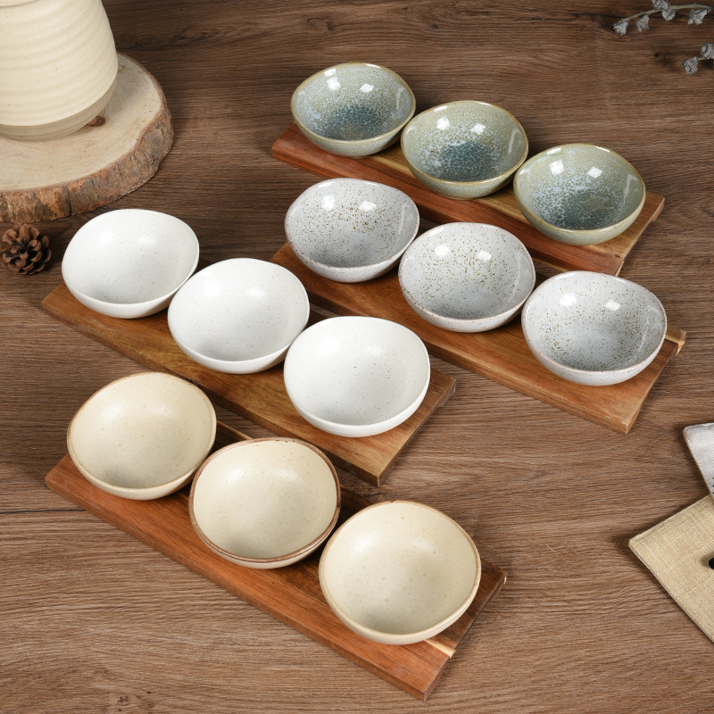 Nordic Retro Snack Plate Set Creative Irregular Ceramic Sauce and Cold Dish Plates for Restaurant and Home Use