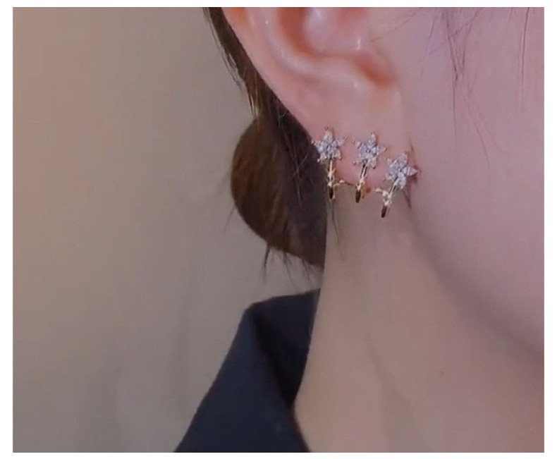 Holiday, Party Occasion Copper Material 1 Pair Lady Flower Inlay Copper Zircon Ear Studs