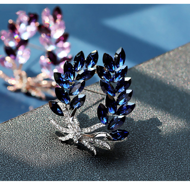 AliExpress Venta caliente Bauhinia broche de gama alta femenino temperamento anti-exposición pin diamante incrustado trigo oreja ramillete traje Accesorios image 7