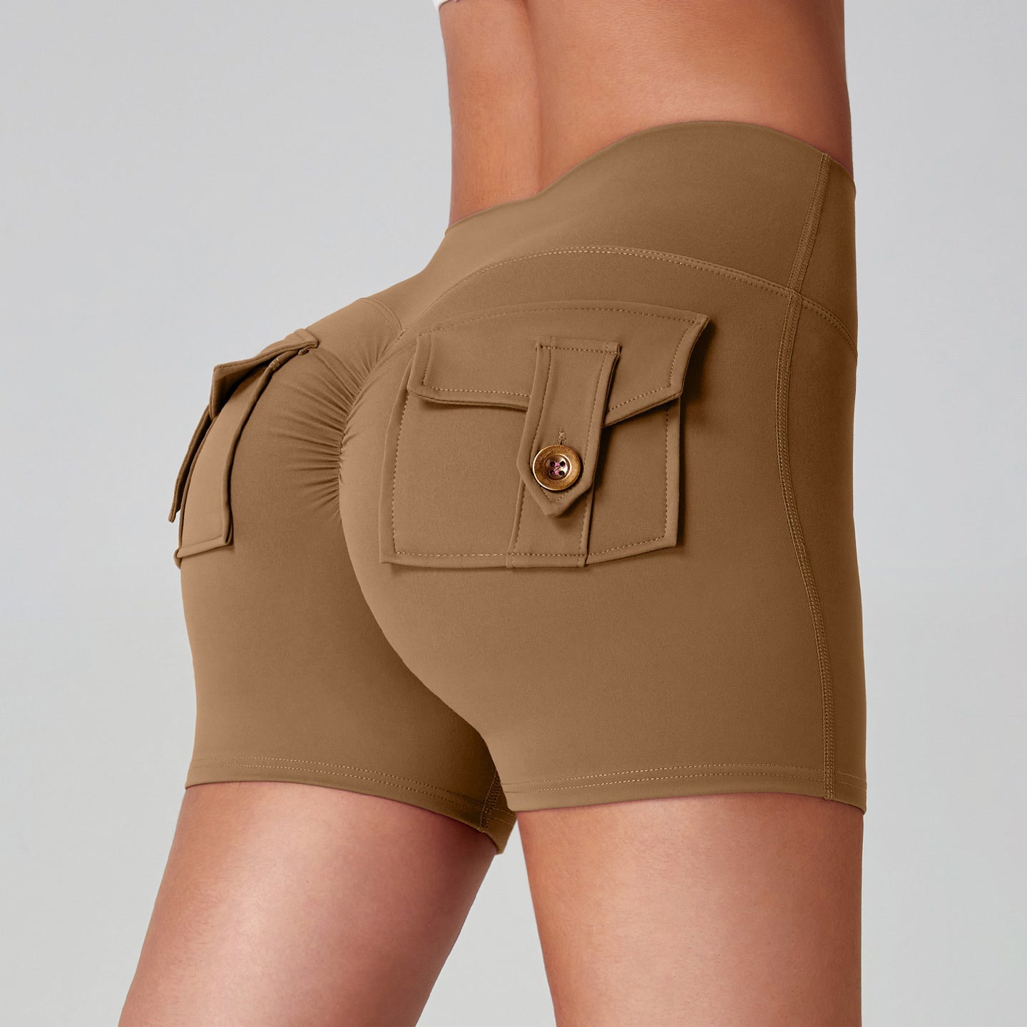 Pantalones cortos apretados transfronterizos, cintura alta, elástica, elevación de cintura, velocidad, secado, carrera, fitness, pantalones calientes