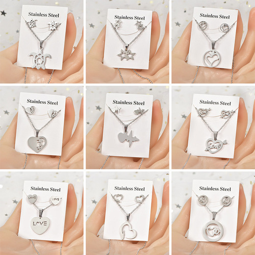 Cross-border Ins Loving Foreign Trade Stainless Steel European and American Trend Retro Geometric Non-Fading Earrings Pendant Titanium Steel Accessory