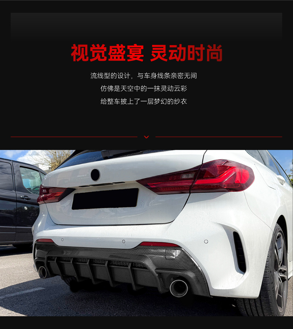 Suitable for 2019-2024 Bmw Bmw 1 Series F40 m Sport Rear Lip Tail Lip Spoiler Surround Modification Parts