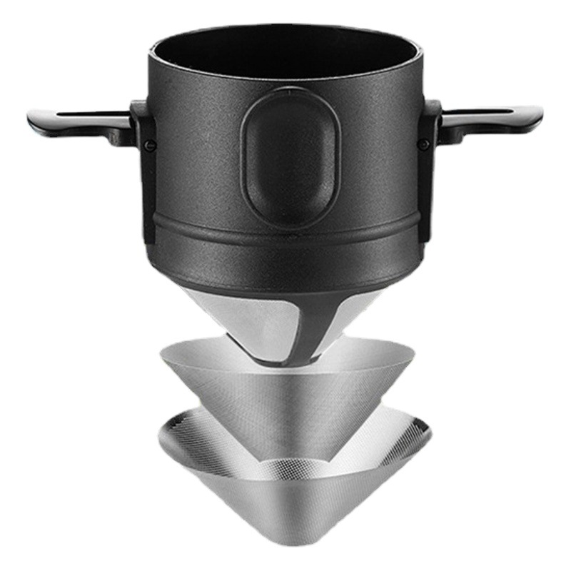 Pantalla de filtro de café Angel 304 Acero inoxidable embudo de café de doble capa telescópica Filtro de filtro sin goteo taza de filtro de papel