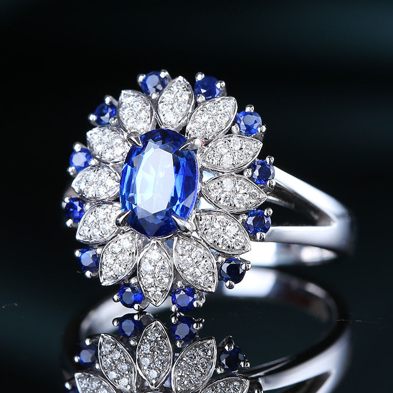 Fashion Imitation Sapphire Ring 2 Carat European And American Three-dimensional Color Treasure Open Ring Female display picture 15