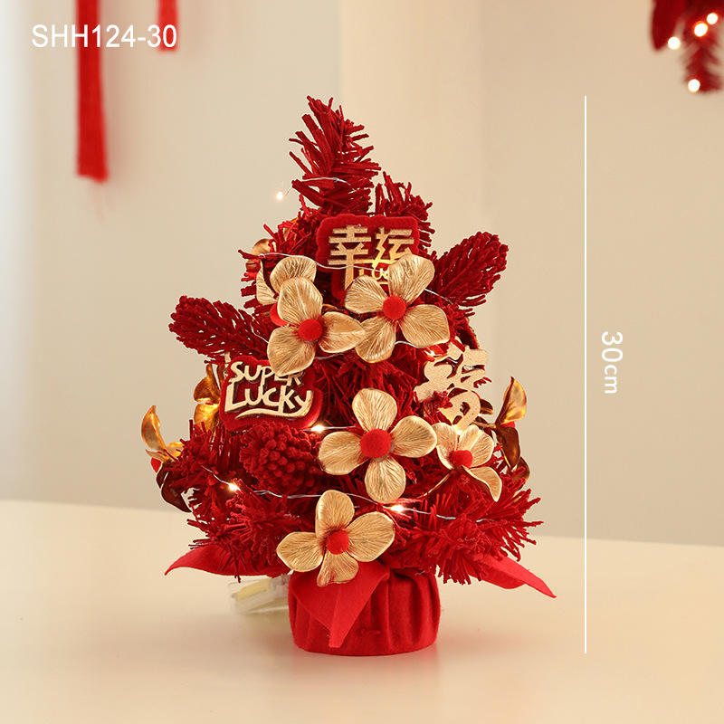 De alta gama de simulación rojo fortuna árbol Año Nuevo Festival celebración cubo decoración del hogar Accesorios decoración flor traje año Flor al por mayor
