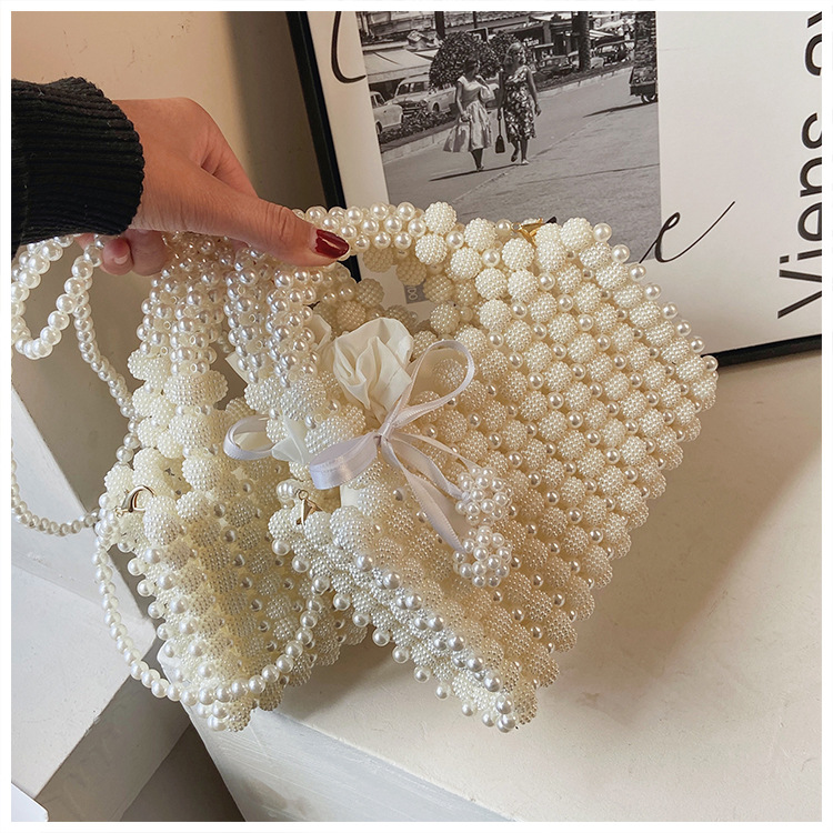 New Trendy Fashion Hand-held Shoulder Bag Beaded All-match Messenger Small Square Bag display picture 2