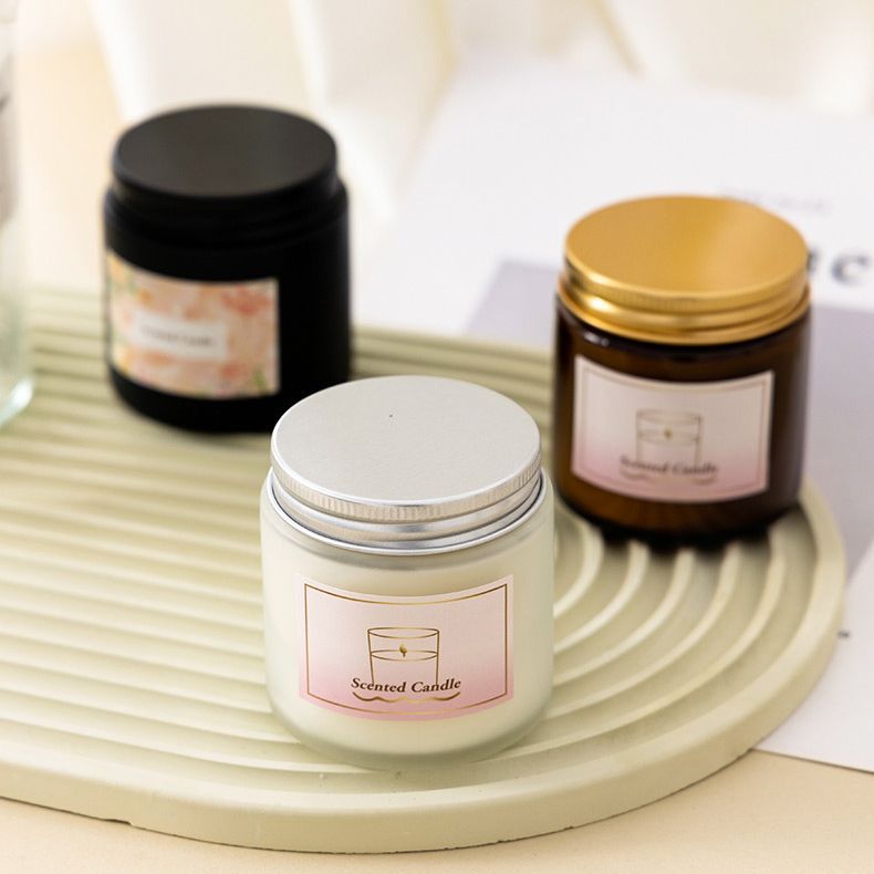 Simple cera de soja vela de aromaterapia al por mayor taza de vidrio marrón regalo de boda libre de humo marrón vela interior