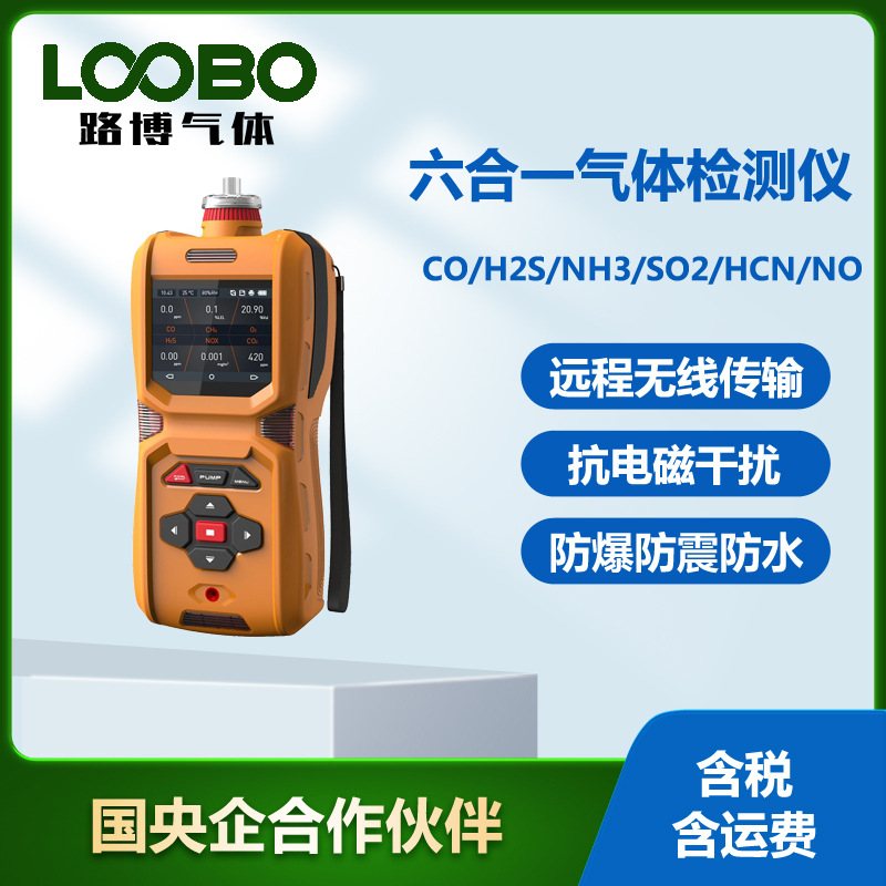 便携式六合一气体检测仪一氧化碳硫化氢氨气二氧化硫氰化氢探测仪