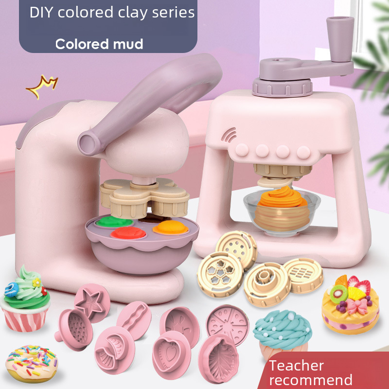 Children's simulation kitchen play house toy suit handmade color mud noodle machine girl toy ice cream machine factory