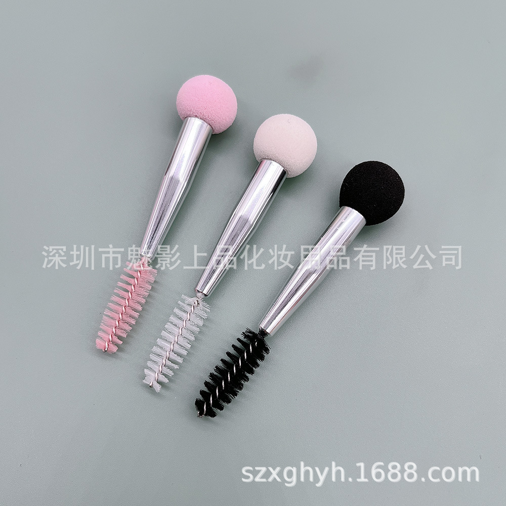 Esponja de doble cabeza cepillo de maquillaje ceja sello ceja polvo ceja líquido crema fácil ceja pestañas formación recubrimiento líquido cepillo