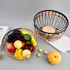 Nordic ins style fruit basket wrought iron fruit plate living room home coffee table snack tray storage basket light luxury style storage basket