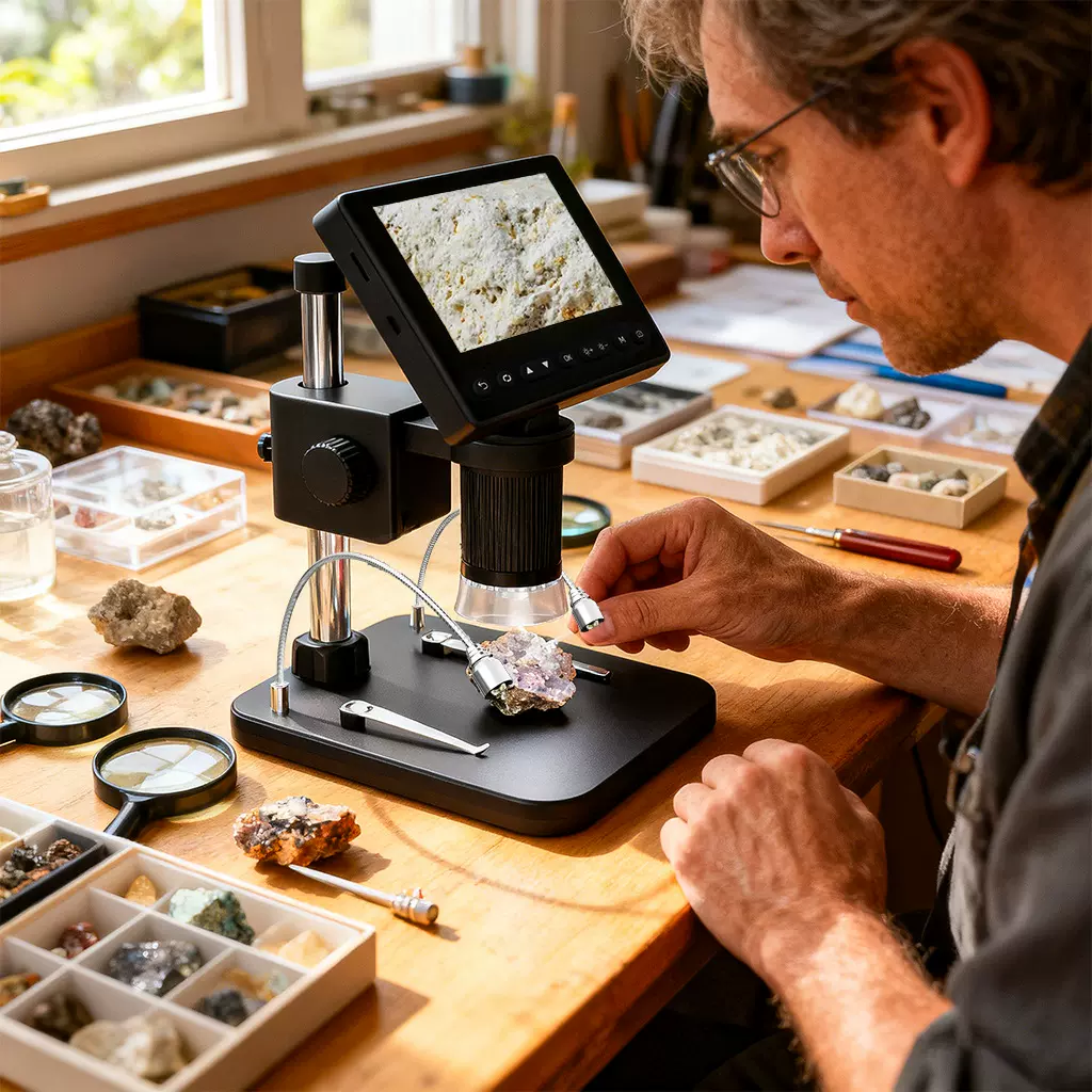 4.5寸高清数码电子显微镜线路板维修500倍电子放大镜手持显微镜