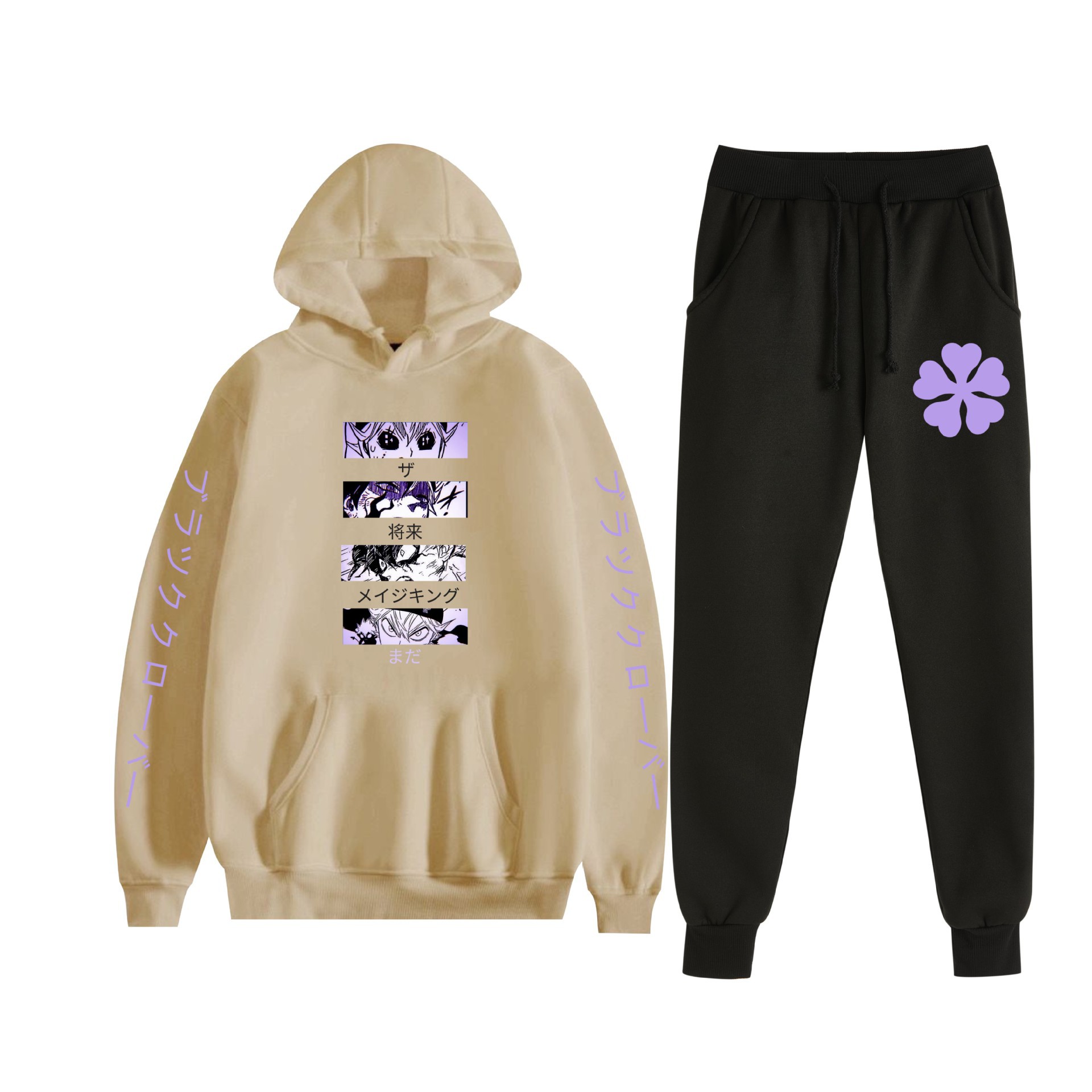 Comercio exterior nuevo estilo riman black trébol de cuatro hojas-Black Clover suéter con capucha corsés traje de dos piezas