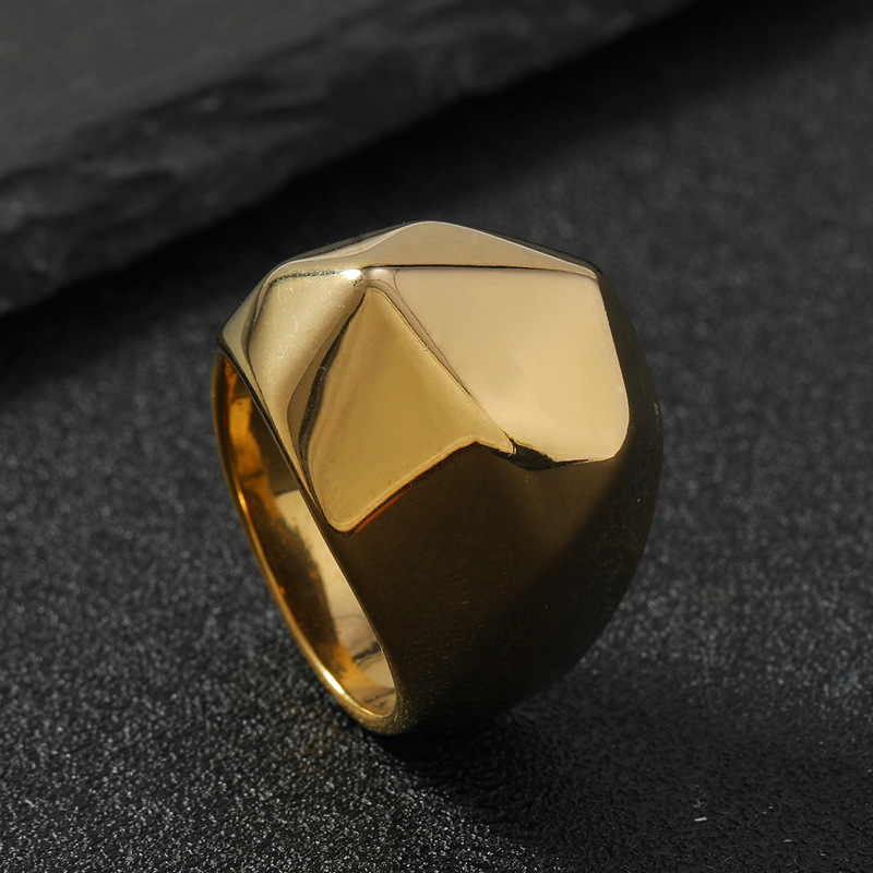 Joyas de acero de titanio fundido de moda transfronteriza personalidad simple corte brillante multifacético anillo de acero inoxidable joyas de hombre image 7