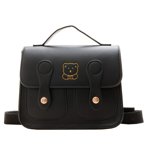 Fashionable children's backpack autumn and winter new style British style retro concave shape backpack cute bear girl small school bag