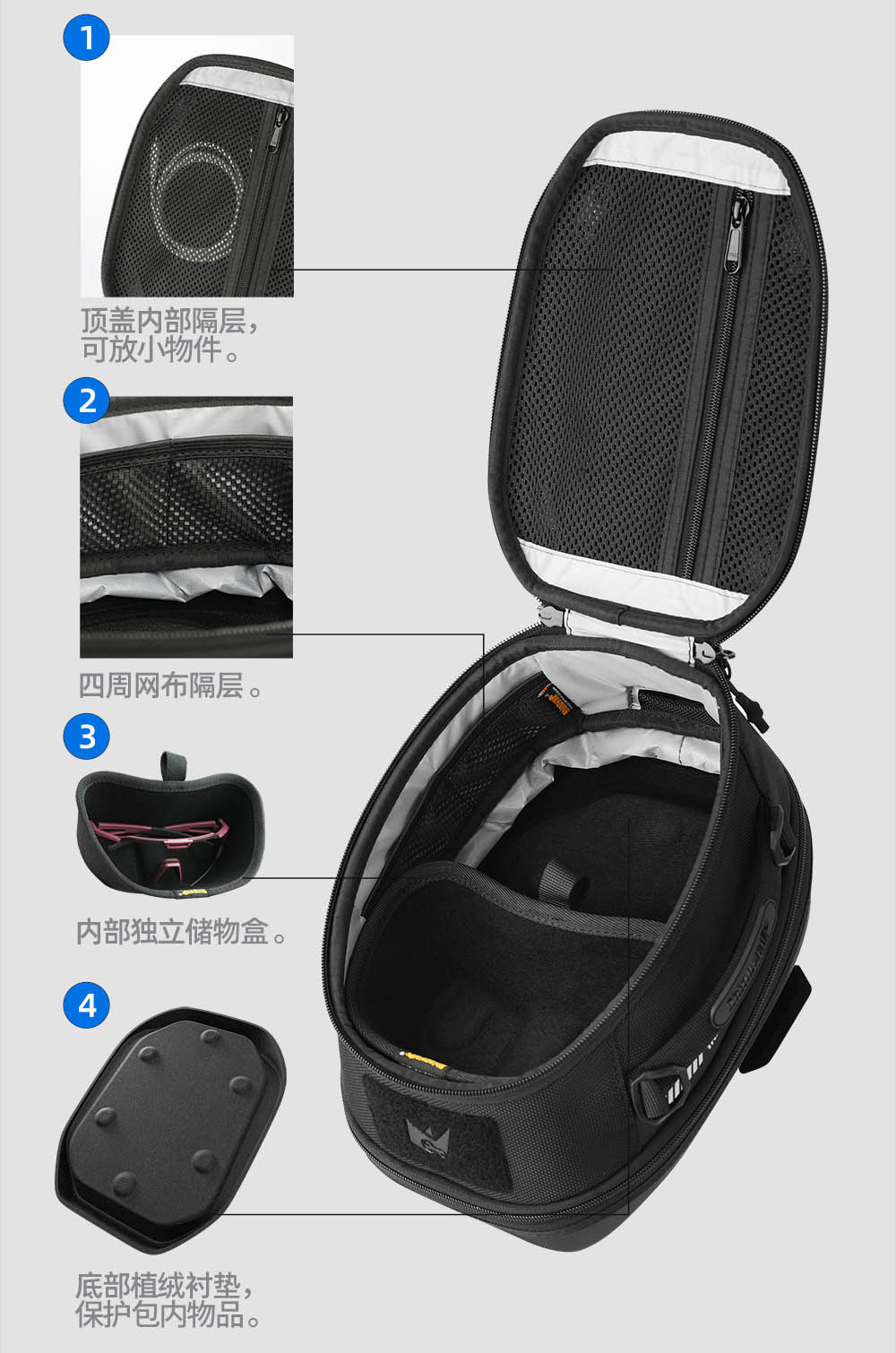 Rhinowalk Motorcycle Fuel Tank Bag Magnetic Quick Release Anti-Theft Adjustable Front and Rear Motorcycle Rider Bag
