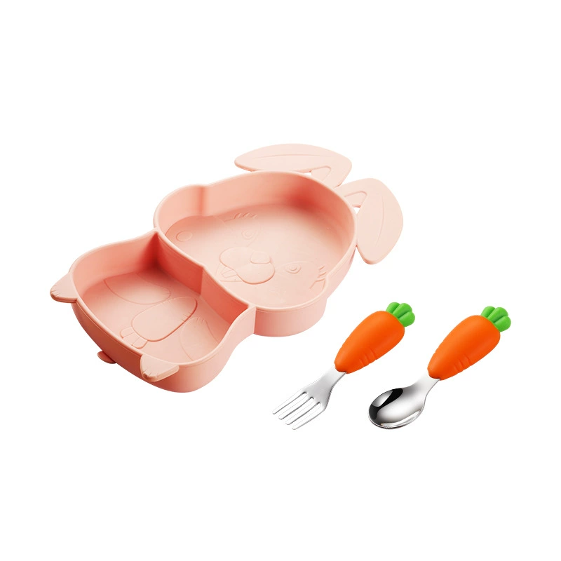 Детская посуда для supplementary food, творческий набор в виде мультфильма для младенца, силіконовая тарелка для ужина, салфетка, защита от падения