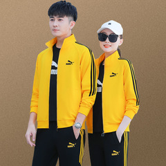 Men and Women's 2022 Spring and Autumn Long-Sleeve Open Collar Running Top Sweatshirt Casual Couple Set of Three