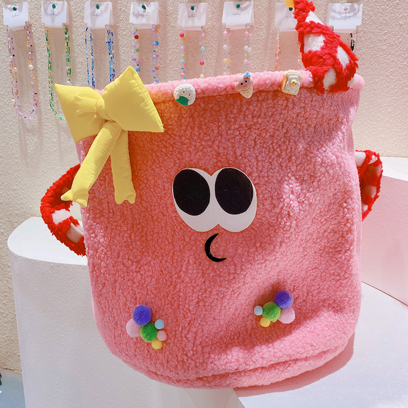 HD4144A05大眼派對！毛絨可愛趣味收納桶置物筐客廳臥室玩具收納