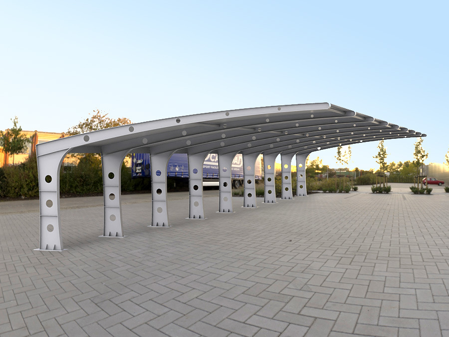Outdoor light steel membrane structure electric vehicle parking shed factory community bicycle car charging tension film sunshade canopy