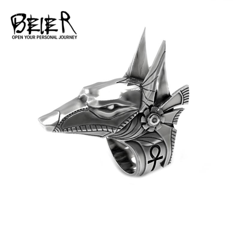 beier cross-border hot selling Anubis titanium steel ring wholesale foreign trade retro stainless steel animal ring wholesale