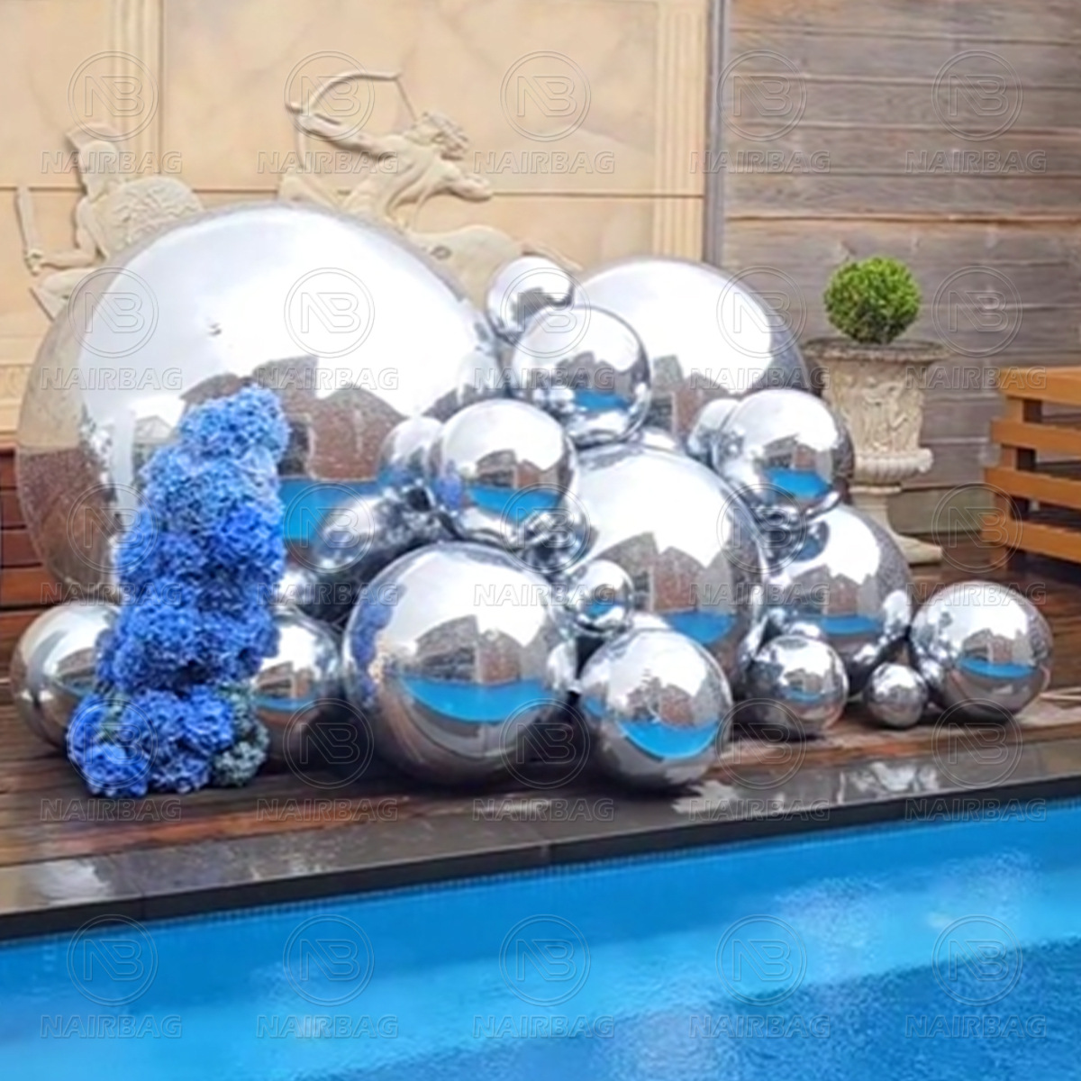 Bola de espejo inflable de PVC Comercio exterior Venta caliente Fiesta de la boda Centro comercial Festival Decoración DE LA ETAPA Bola reflectante láser