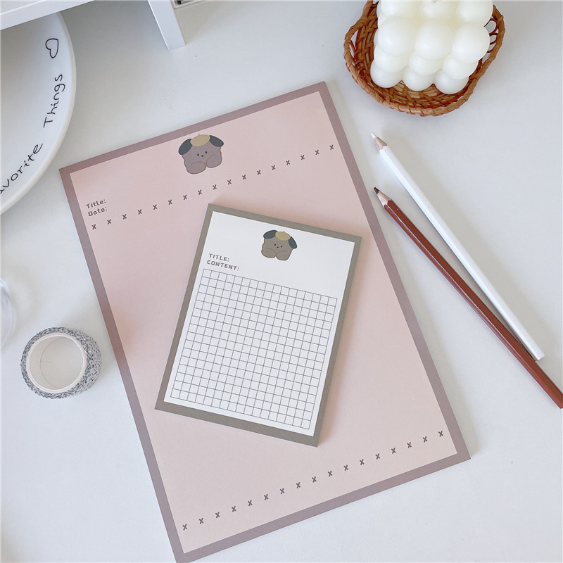 Paper-based non-adhesive note pad, creative cute cartoon bear tearable memo pad, portable B5 key excerpt pad