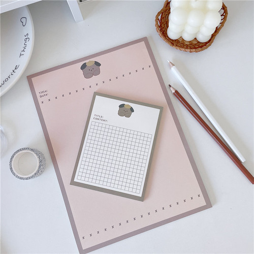 Paper-based non-adhesive note pad, creative cute cartoon bear tearable memo pad, portable B5 key excerpt pad